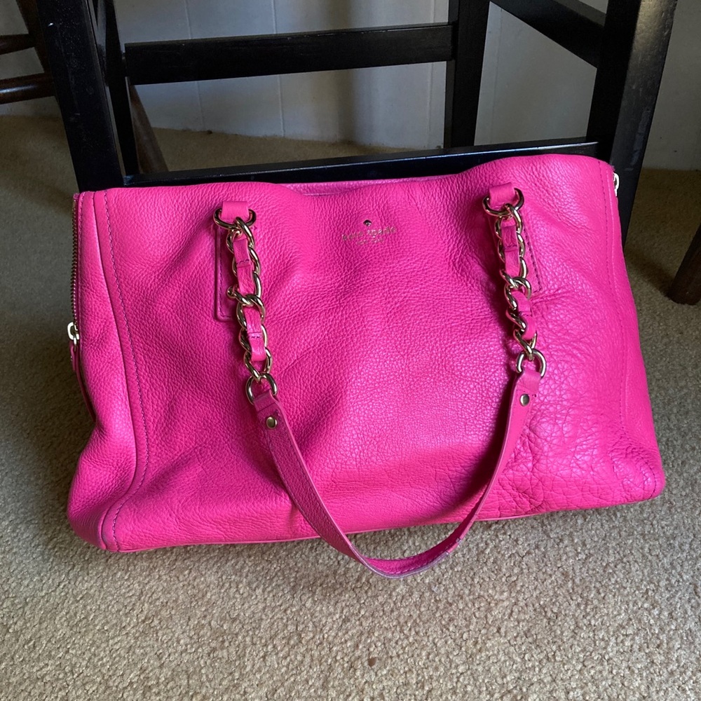 Kate Spade Hot Pink Leather Chain Straps Handbag - Picture 2 of 16